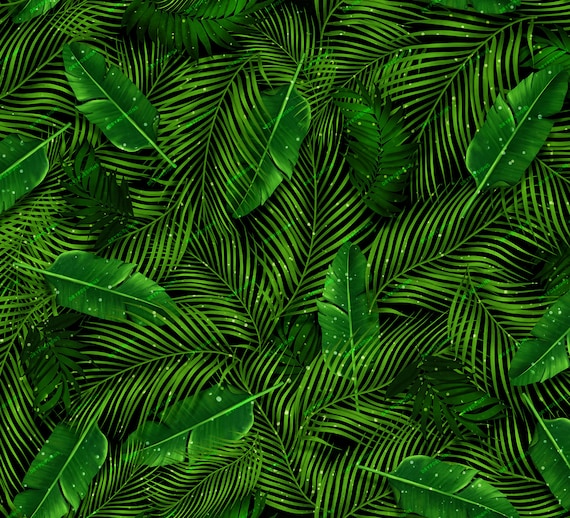 Dark Green Tropical Plants Seamless Background Pattern - Etsy