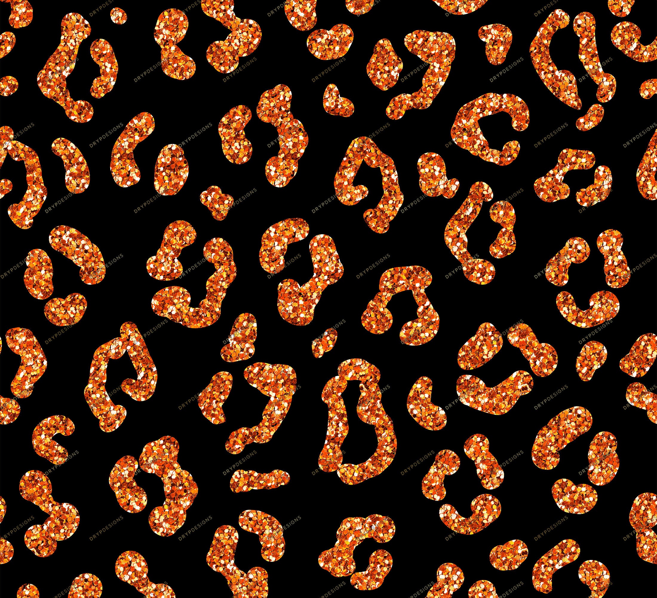 Orange Glitter Leopard Print Seamless Background Pattern - Etsy