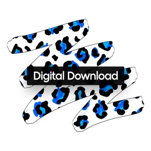 May include: Digital download graphic with a white background and a blue and black leopard print design. The design is in the shape of a stylized "Z" with the text "Digital Download" in a black rectangle.