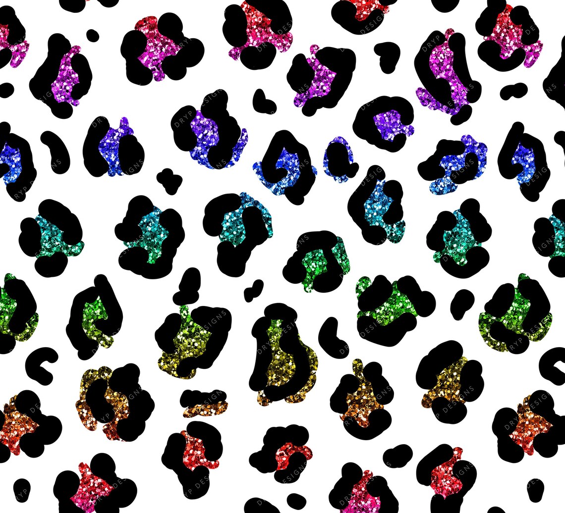 Rainbow Glitter Leopard Print PNG Seamless Leopard Print | Etsy UK