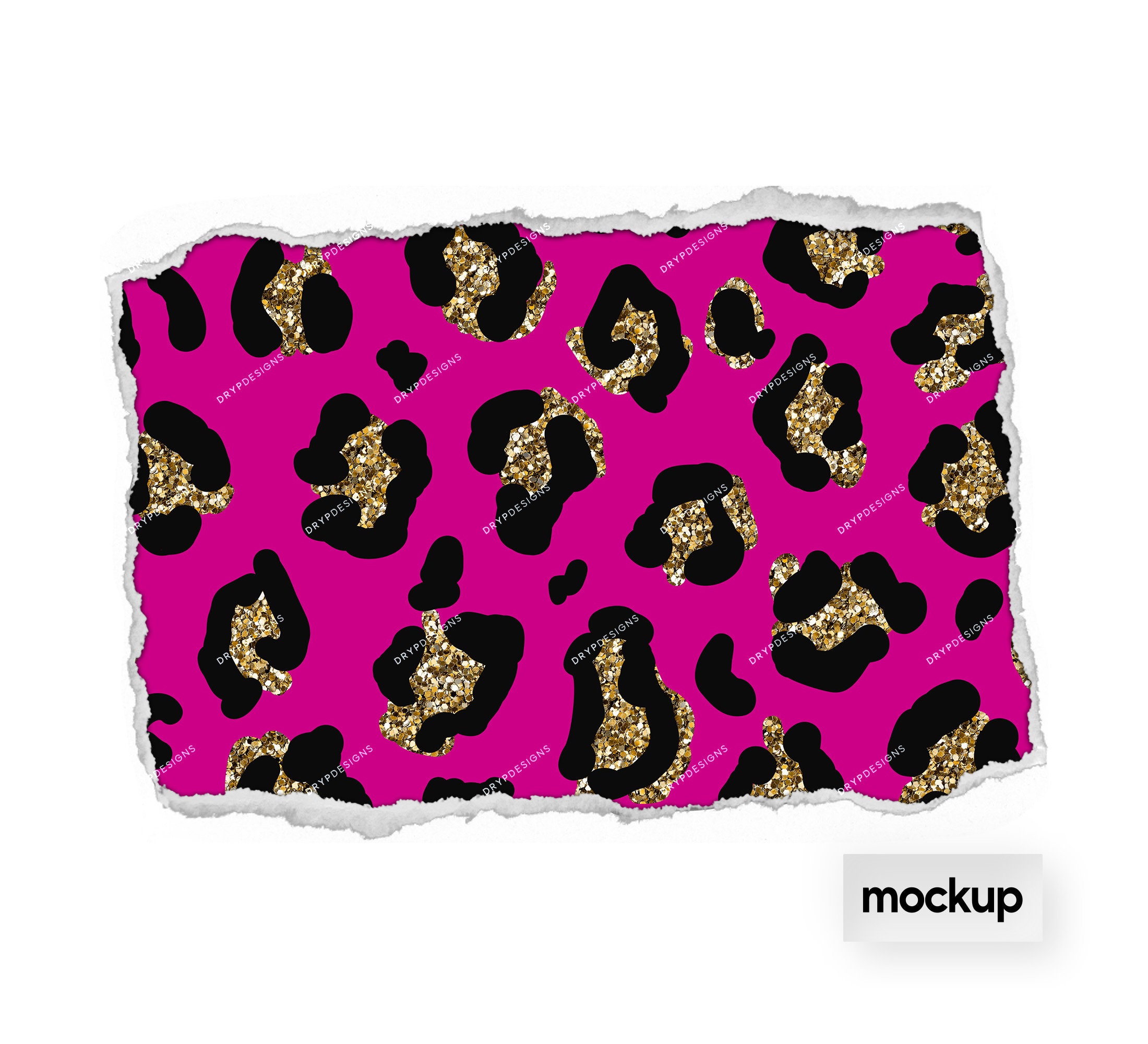 Pink + Gold Glitter Leopard Print Seamless Digital Paper Background ...