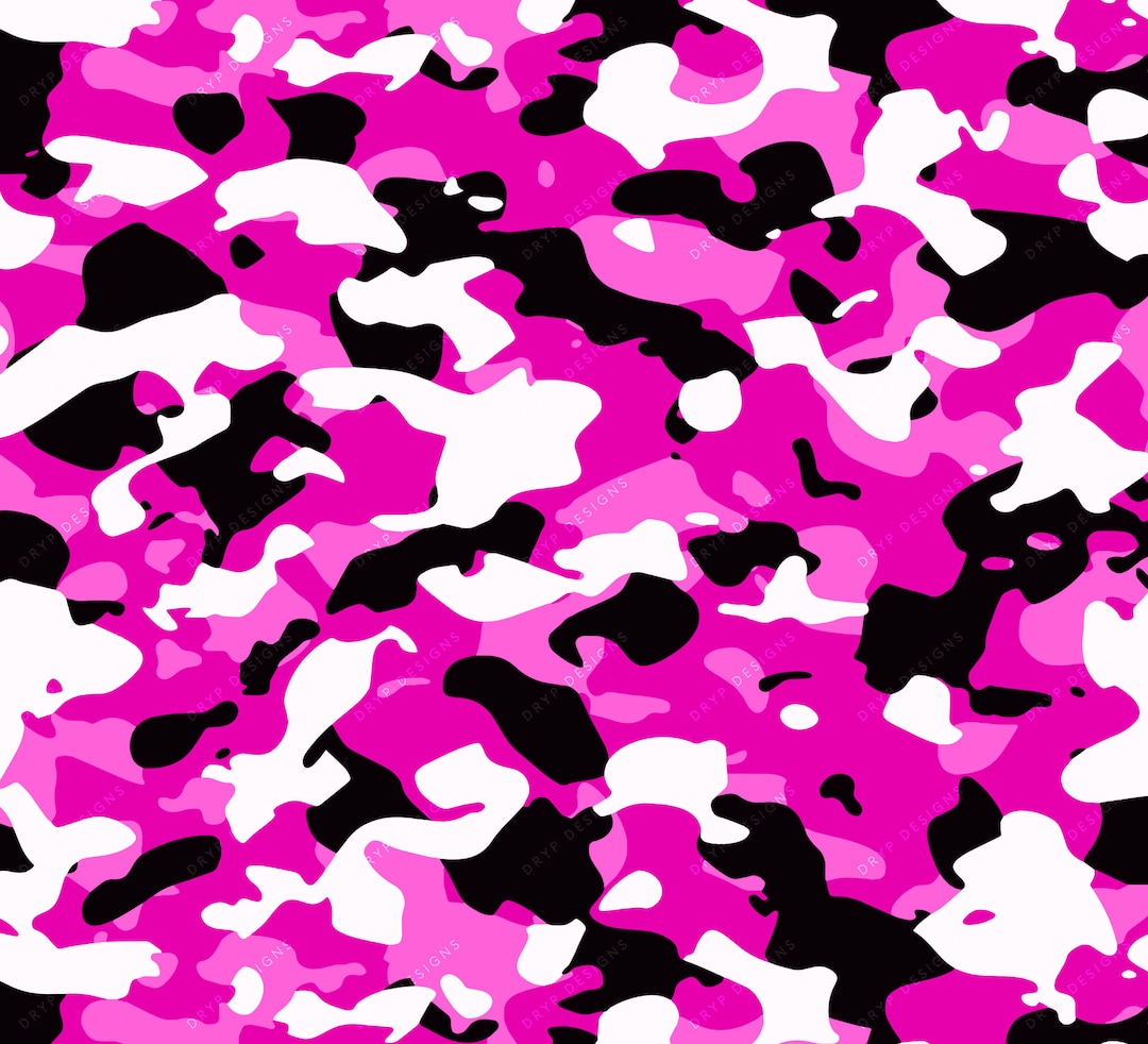 Hot Pink Camo Seamless Background Pattern Colorful Camouflage Digital