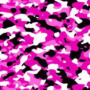 Hot Pink Camo Seamless Background Pattern - Colorful Camouflage Digital Paper Download Files