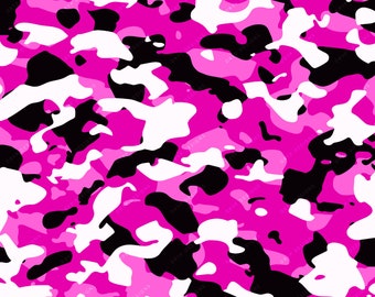 Hot Pink Camo Seamless Background Pattern - Colorful Camouflage Digital Paper Download Files