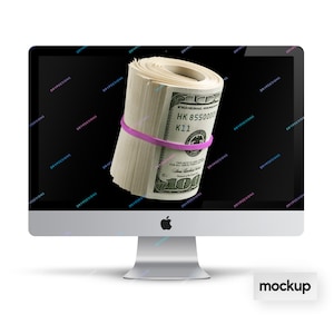 Wad of Cash Money Pink Banded Hundred Dollar Bills PNG Graphic Instant Digital Download Files image 4