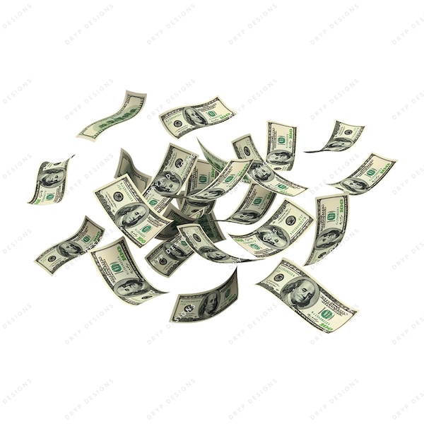 Raining Money Overlay PNG Digital Download File