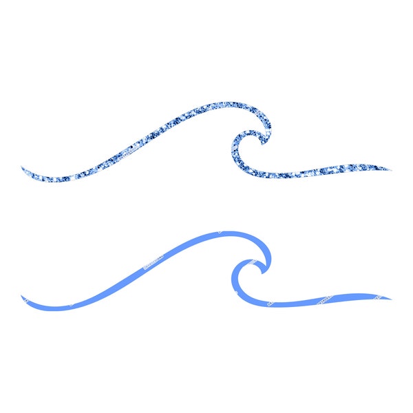 Simple Blue Glitter Wave PNG + Blue Wave SVG Graphic Bundle - Digital Download Files