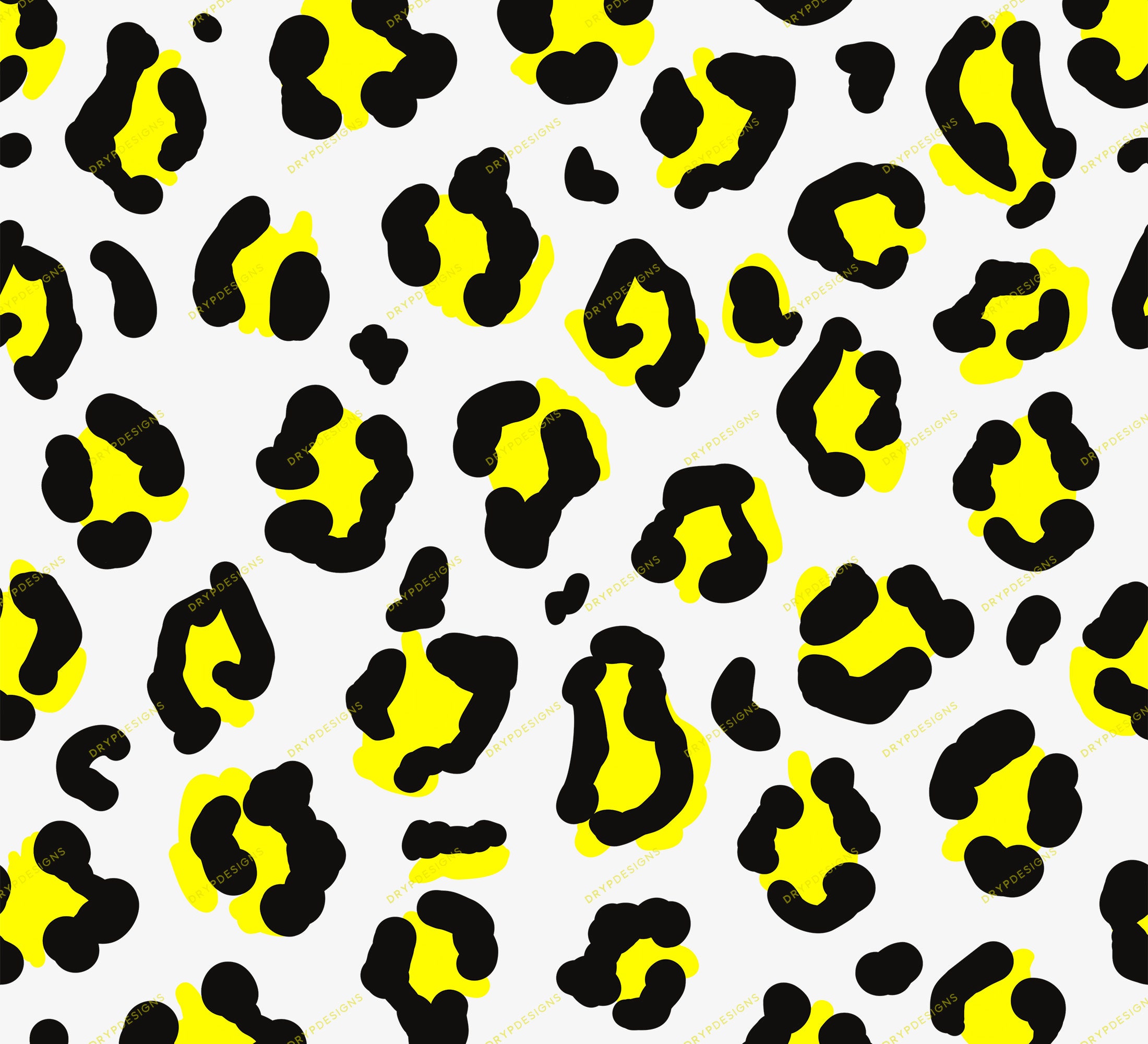 新作揃え Black + Overlay Pattern Seamless Print Leopard Yellow ルームウェア・パジャマ