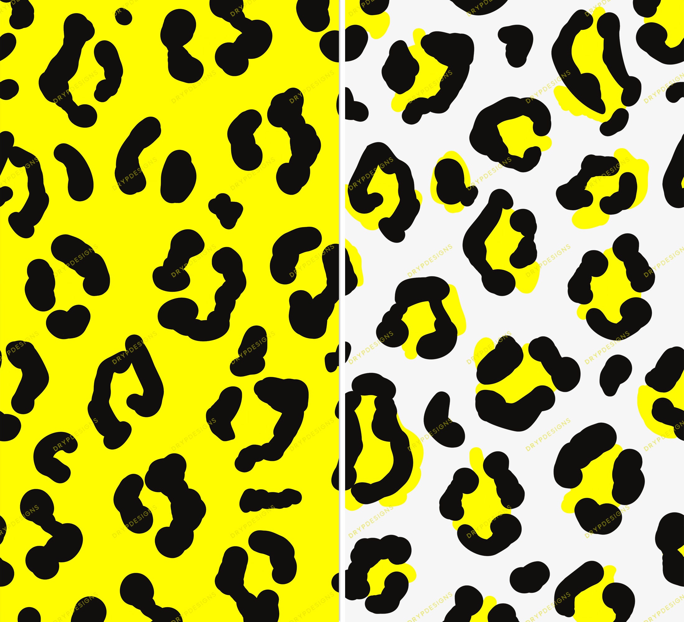 9090 black yellow leopard バラ売り可 Black + Yellow Leopard Print Seamless Pattern Overlay