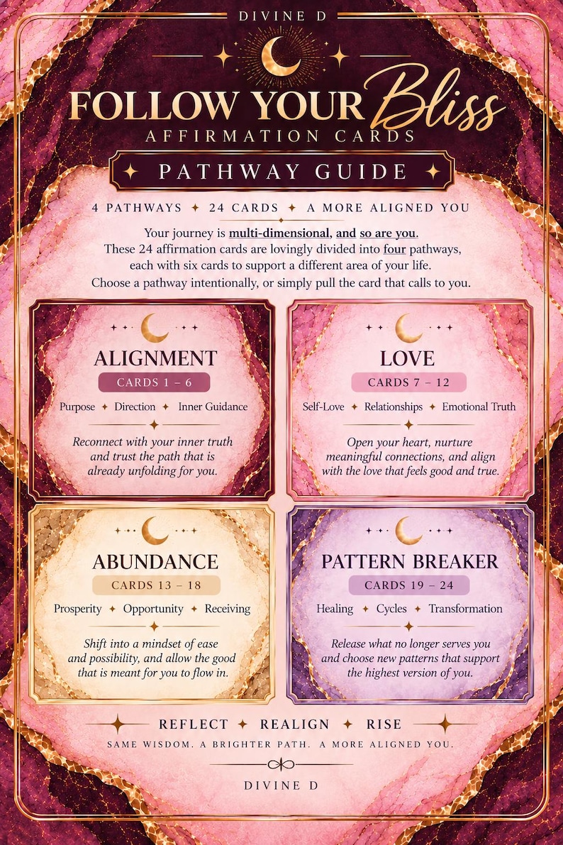 Cartes d'affirmation « Suivez votre bonheur » | Jeu de réflexion de 24 ...