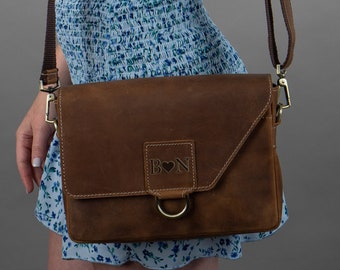 Leather Crossbody Bag for Women, Personalized Shoulder Bag, Custom Engraved Mini Bag, Everyday Purse