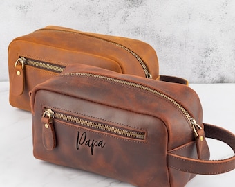 Personalized Leather Dopp Kit for Men – Custom Toiletry Bag Gift