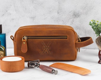 Custom Golf Leather Dopp Kit, Mens Toiletry Bag, Birthday Gift for Husband, Golf Gift For Dad, Fathers Day Gift Ideas, Personalized Dad Gift