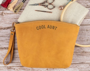 Cool Aunt Unique Gift, Leather Makeup Bag, Custom Aunt Gift Ideas, Toiletry Bag For Women, Best Gifts, Women Gifts, Mother's Day for Aunt