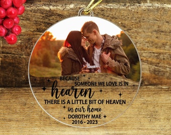 Personalized Memorial Ornament, Custom Christmas In Heaven Photo Ornament, In Loving Memory, Memorial Gift, Sympathy Gift, Remembrance Gift