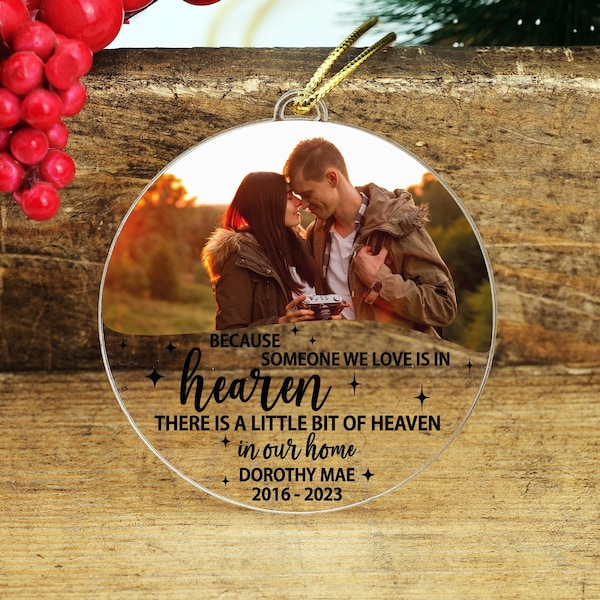 Personalized Memorial Ornament, Custom Christmas In Heaven Photo Ornament, In Loving Memory, Memorial Gift, Sympathy Gift, Remembrance Gift