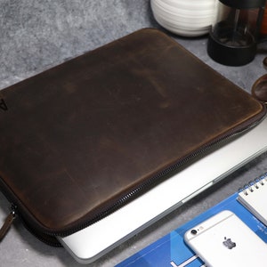 Custom Laptop Sleeve 13&quot; MacBook Case, Custom Leather Laptop Case, Leather Laptop Sleeve, Personalized Anniversary Gift, Best Gift Ideas,Tec