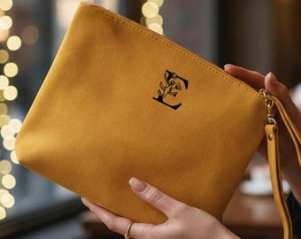 Personalized Name Leather Makeup Bag, Custom Beauty Accessory Pouch,Mothers Day Gift
