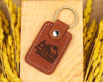 Custom Leather Keychain, Family Housewarming Gift