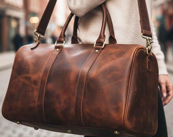 Groomsmen Garment Duffel Bag Personalized Leather Duffle Convertible Suit Shoe Compartment Custom Travel Weekender Graduation Gift for Me