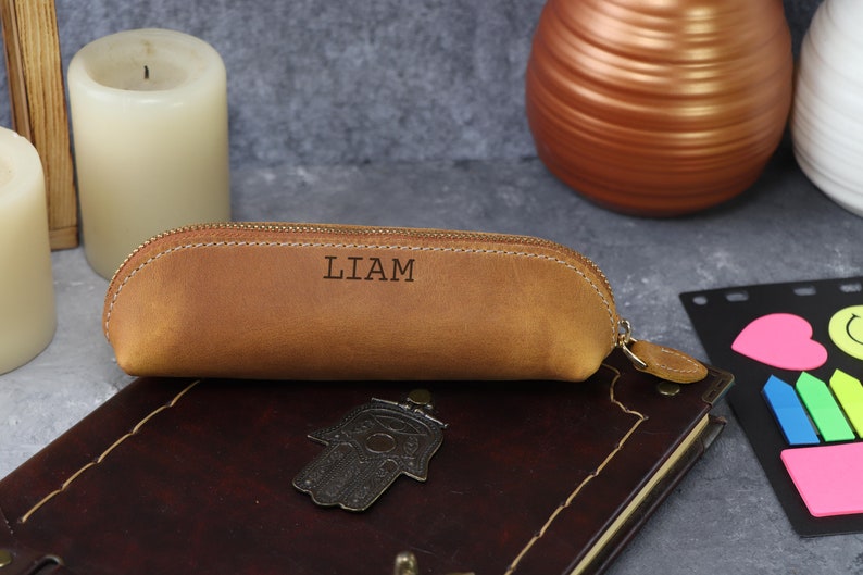 Leather Pencil Holder for Studentgenuine Leather Pen Etsy