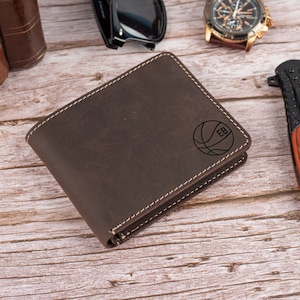 Custom Unique Gift for Sportsman, Personalized Leather Wallet, Custom Wallet for Him, Footballer Gift, Team Gift, Anniversary Gift, logo