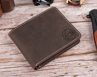 Personalized Leather Wallet with Team Logo, Custom Gift for Sportsmen and Football Fans