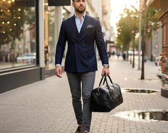 Personalized Leather Duffle Bag – Travel, Gym, Weekend Overnight Duffel