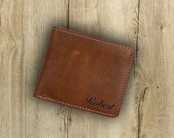 Personalized Engraved Leather Wallet for Him, Meaningful Gift for Dad or Husband