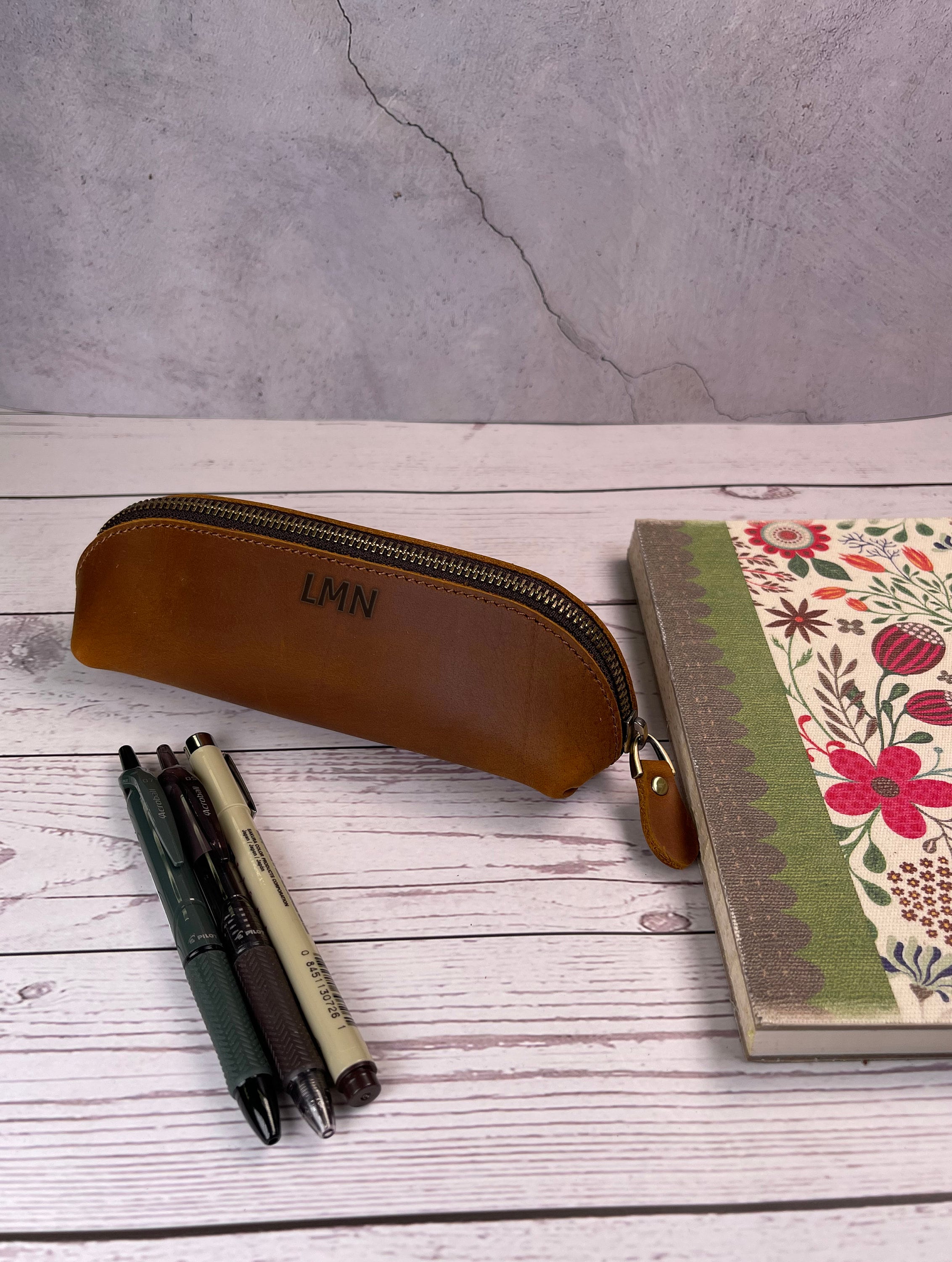 Leather Pencil Holder for Studentgenuine Leather Pen Etsy