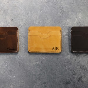 Custom Leather Card Holder, Personalized Leather Card Holder Wallet, Men's Birthday Wallet, Custom Gifts for Dad, Card Case Gift for Husband