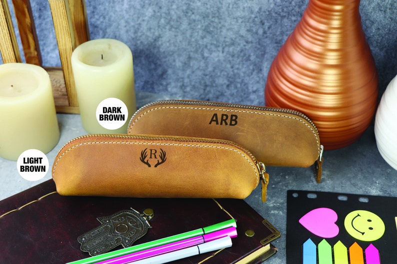 Leather Pencil Holder for Studentgenuine Leather Pen Etsy