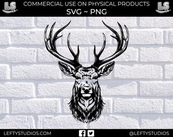 Buck Head, Deer Antlers, Deer Art, Deer Clipart, Deer Decoration, Deer Graphic, Deer Head, Deer Hunting, Deer Silhouette, Deer Vector