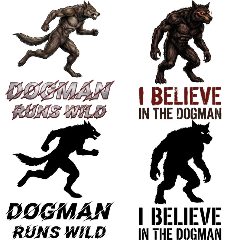 Dogman & Werewolf Clipart Bundle | Cryptid Horror Designs (SVG, PNG) - Etsy