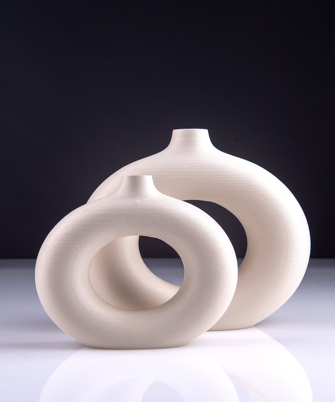 Set 2 White Donut Vase For Home Decor Modern Housewarming Etsy