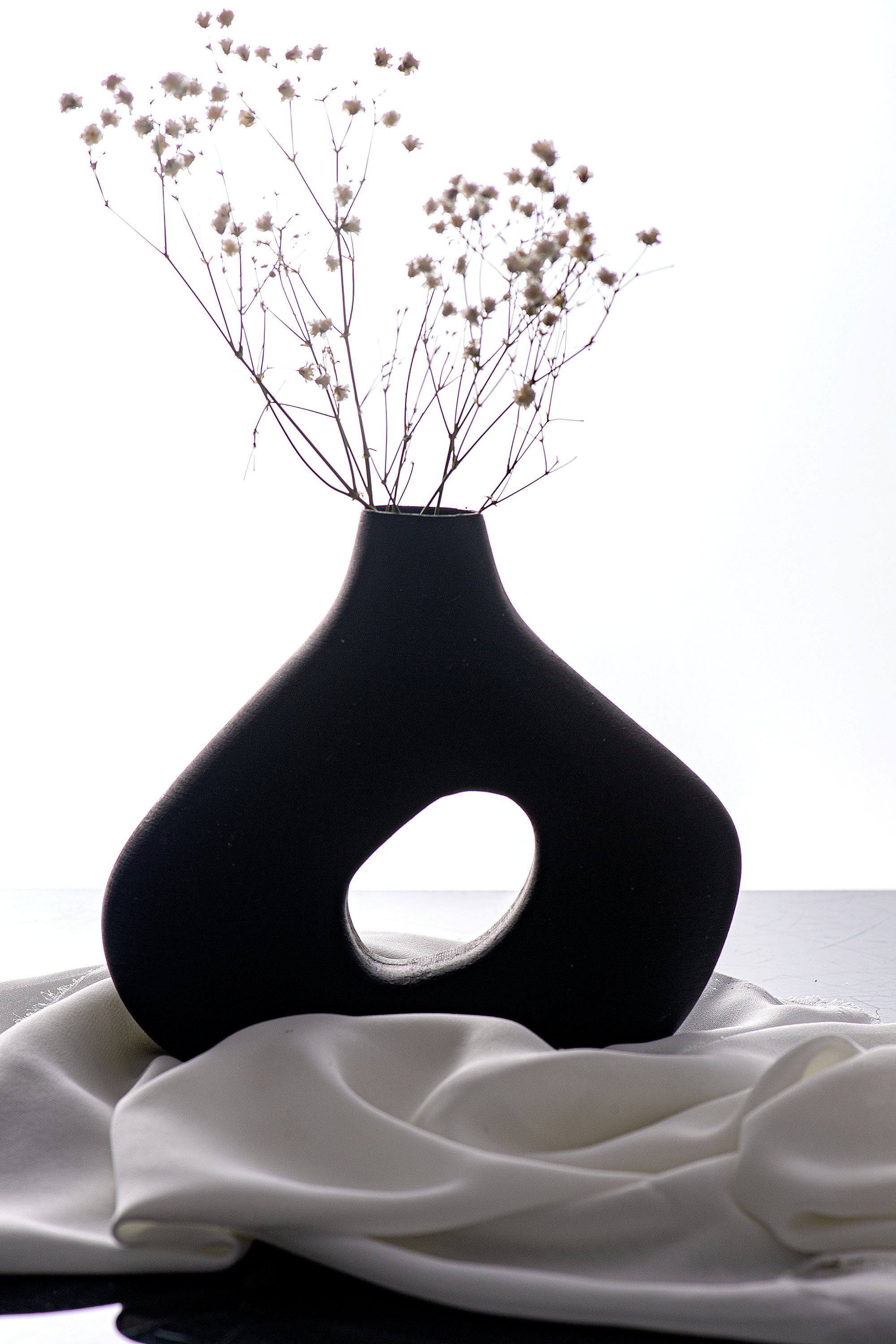 Black Vase Decor For Home and Small Desk Dining Table Pampas | Etsy