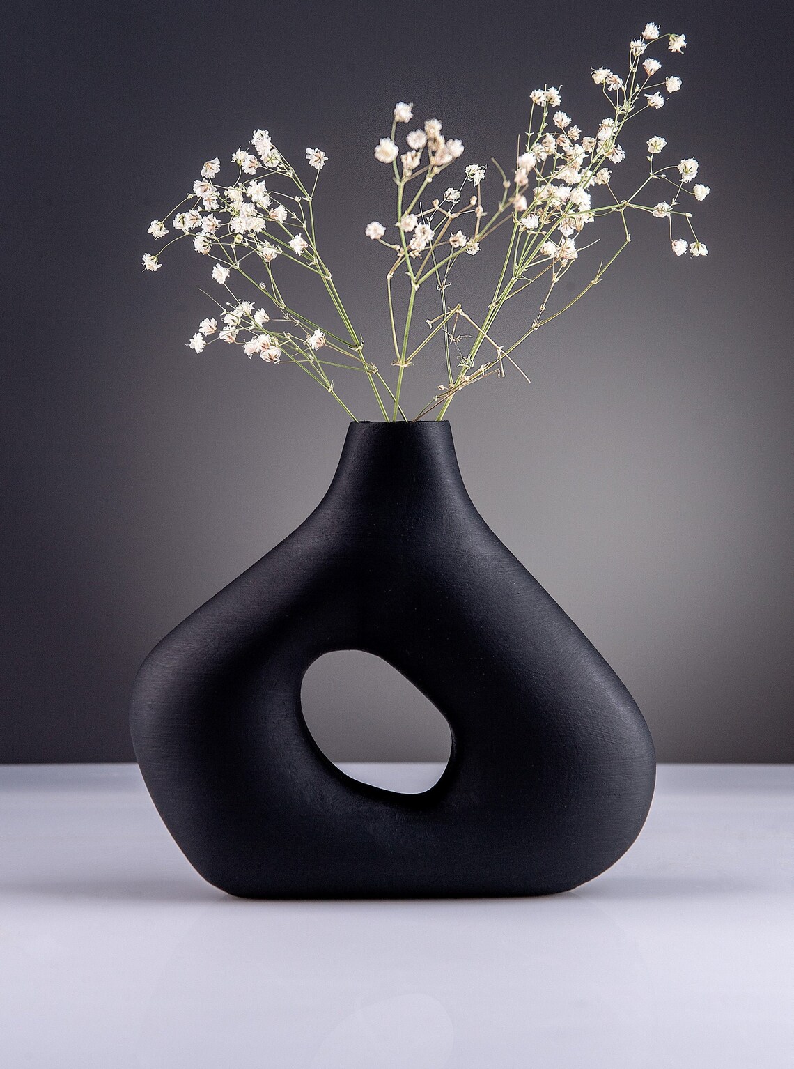 Black Vase Decor for Home and Small Desk Dining Table Pampas | Etsy