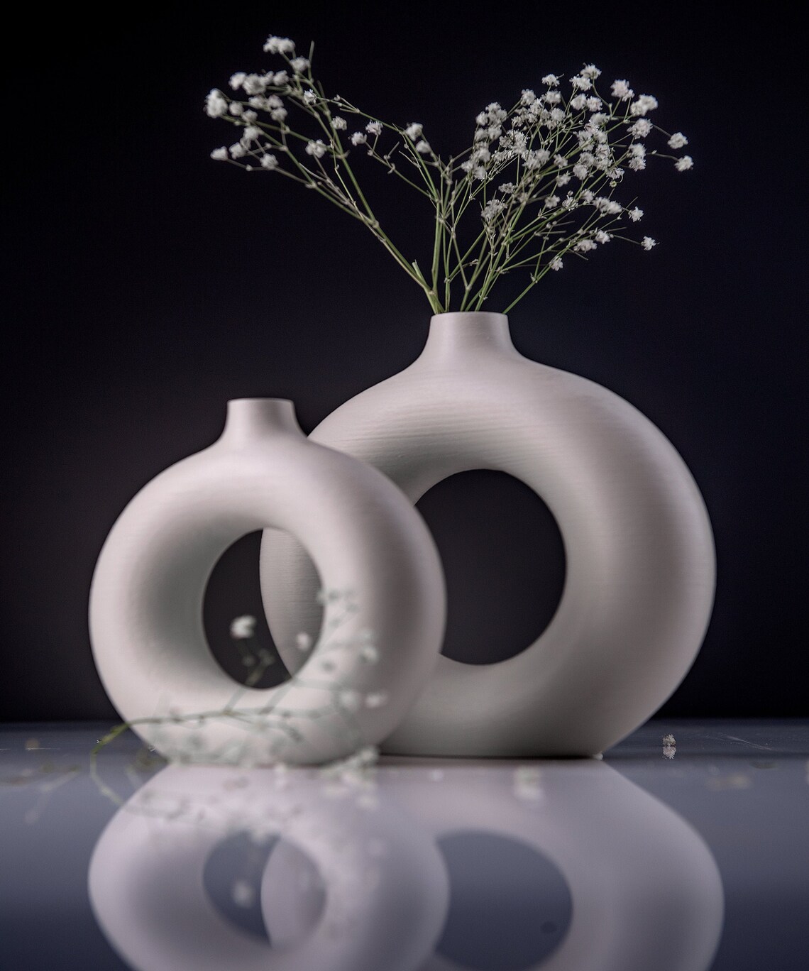 Set 2 White Donut Vase For Home Decor Modern Housewarming Etsy