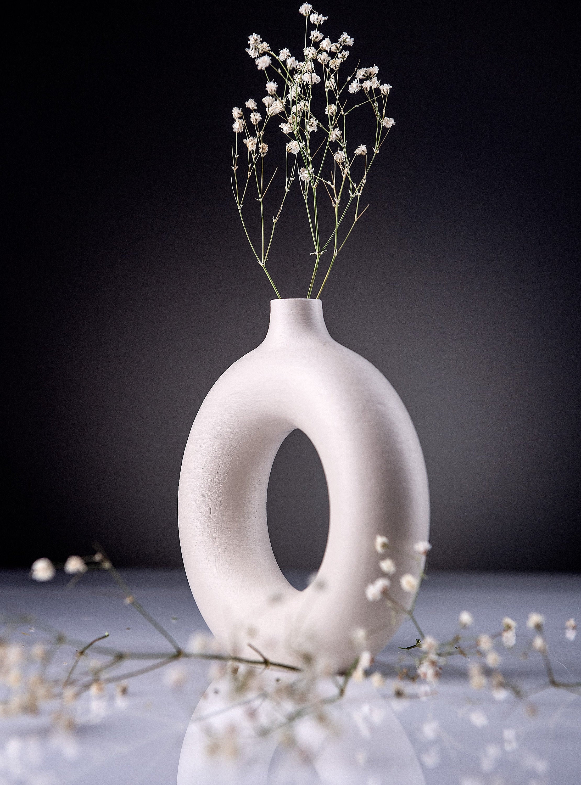 Home Decor White Modern Flower Vase Birthday Gift Donut Etsy