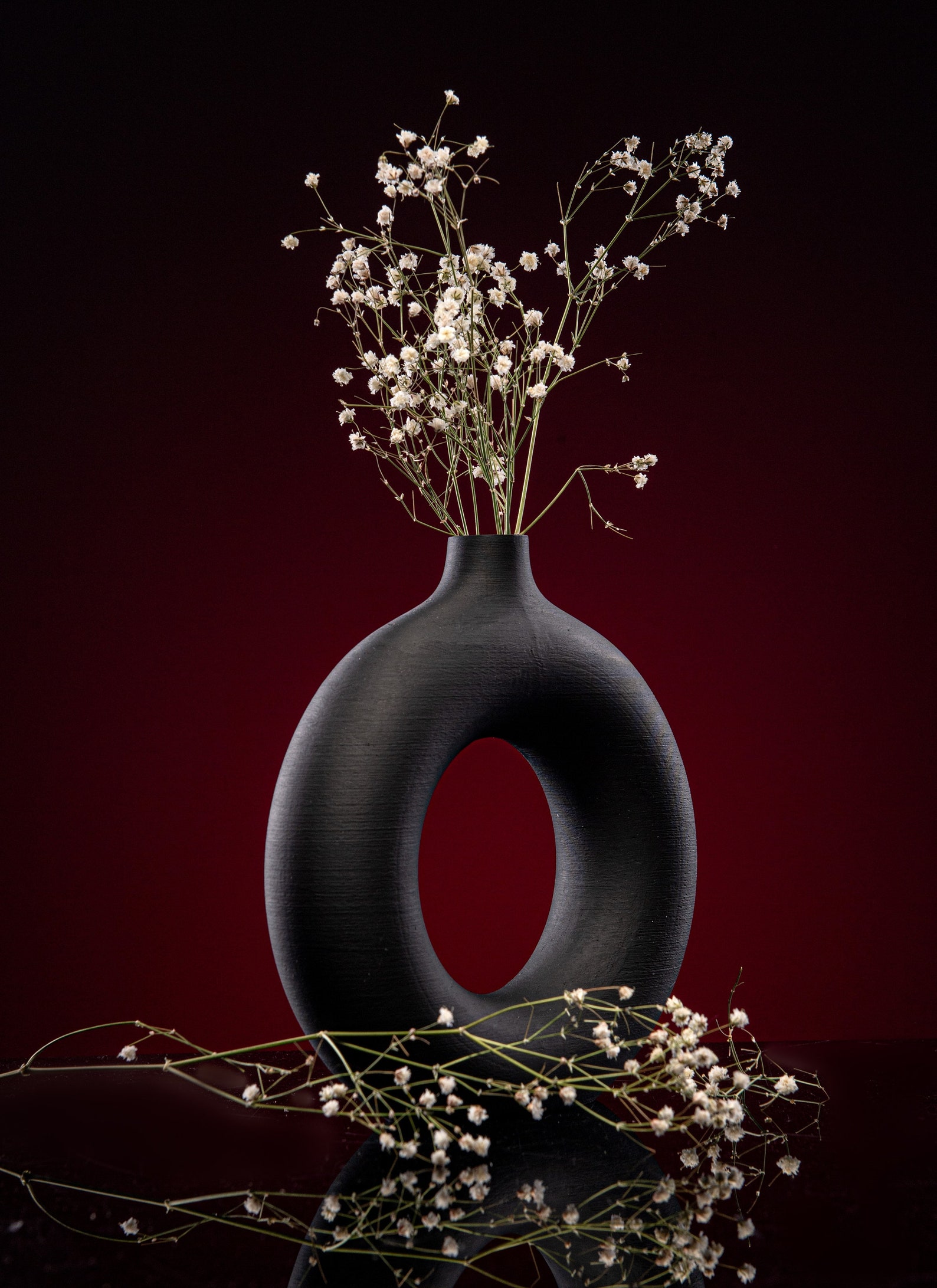 Home Decor Black Modern Vase for Dried Flower Donut Vase Etsy