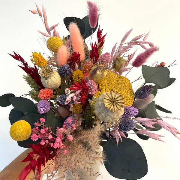 Trockenblumenstrauß Multicolor |  4 Größen, dried Flowers, bunter Strauß aus getrockneten Blumen, Frühlingsstrauss, Deko