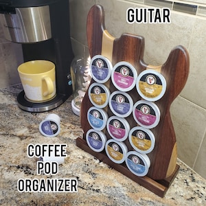 Designer Guitar K-Cup Holder, Wood K-Cup Holder, Coffee Bar, Coffee Pod, K-Cup Ladder, K-Cup Storage, K cup Holder, Pods, Coffee Pod Holder