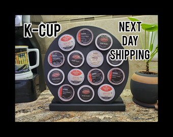 Black Painted Wood K-Cup Holder: Coffee Bar Storage