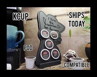Designer K-Cup Holder: Black Painted Wood Coffee Pod Ladder