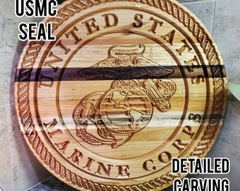 Engraved USMC Plaque: Walnut, Oak, Maple, Cherry Wood Award