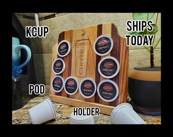 Handcrafted Hardwood K-Cup Holder: Coffee Bar Pod Storage