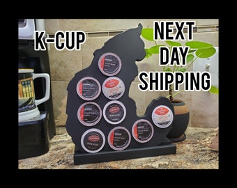 Black Painted Wood K-Cup Holder: Coffee Bar Storage
