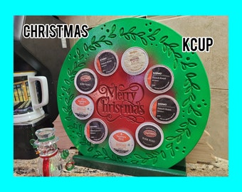 Christmas K-Cup Holder: Painted Wood Coffee Pod Storage