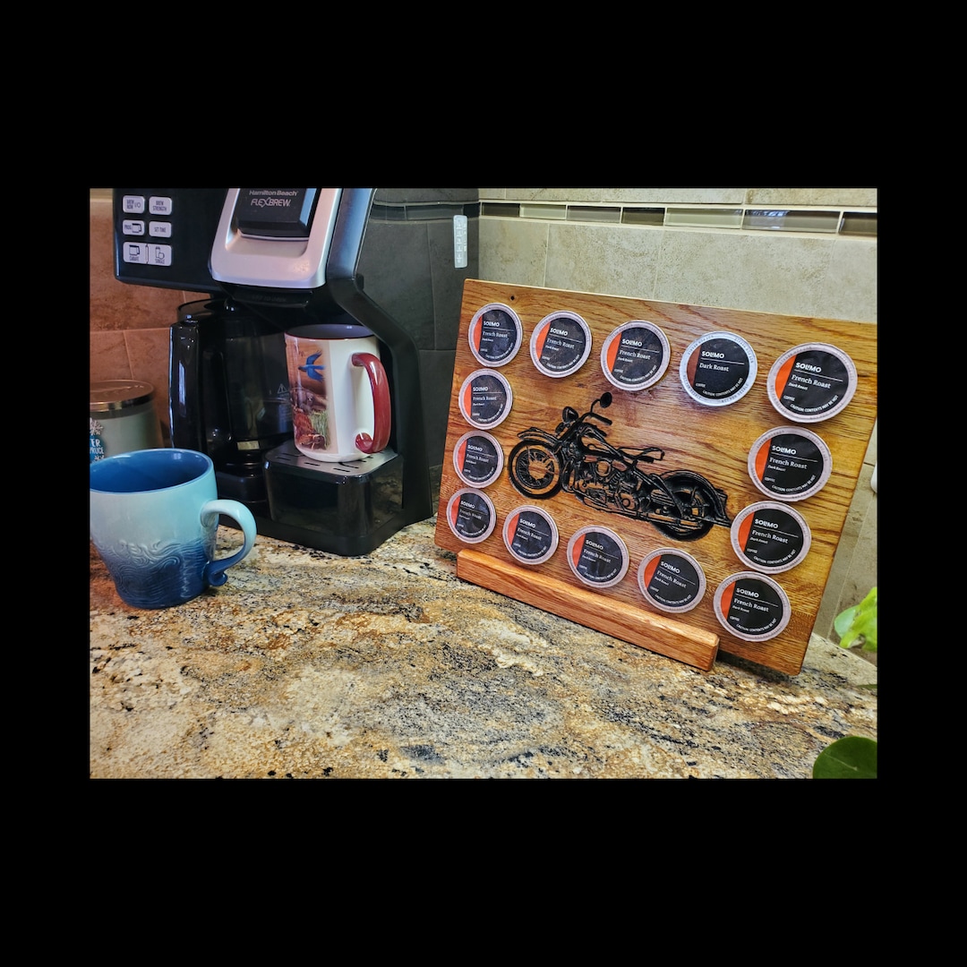 K Cup Holder, Motorcycle Kcup Holder, Wood Pod Holder, Coffee Bar