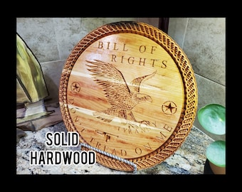 Engraved Bill of Rights Plaque: American Cherry Wood Veteran Gift
